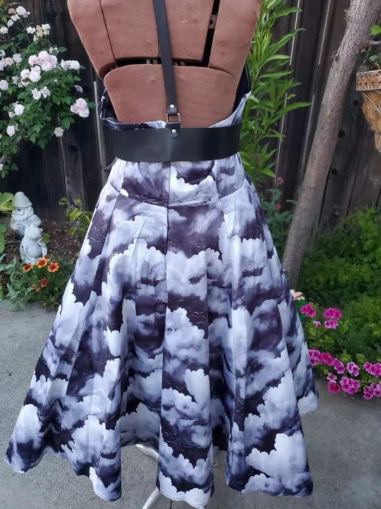 Weasel Wear Cloud-Pattern Strapless Fit-and-Flare Dress with Black Harness - Picture 4 of 13